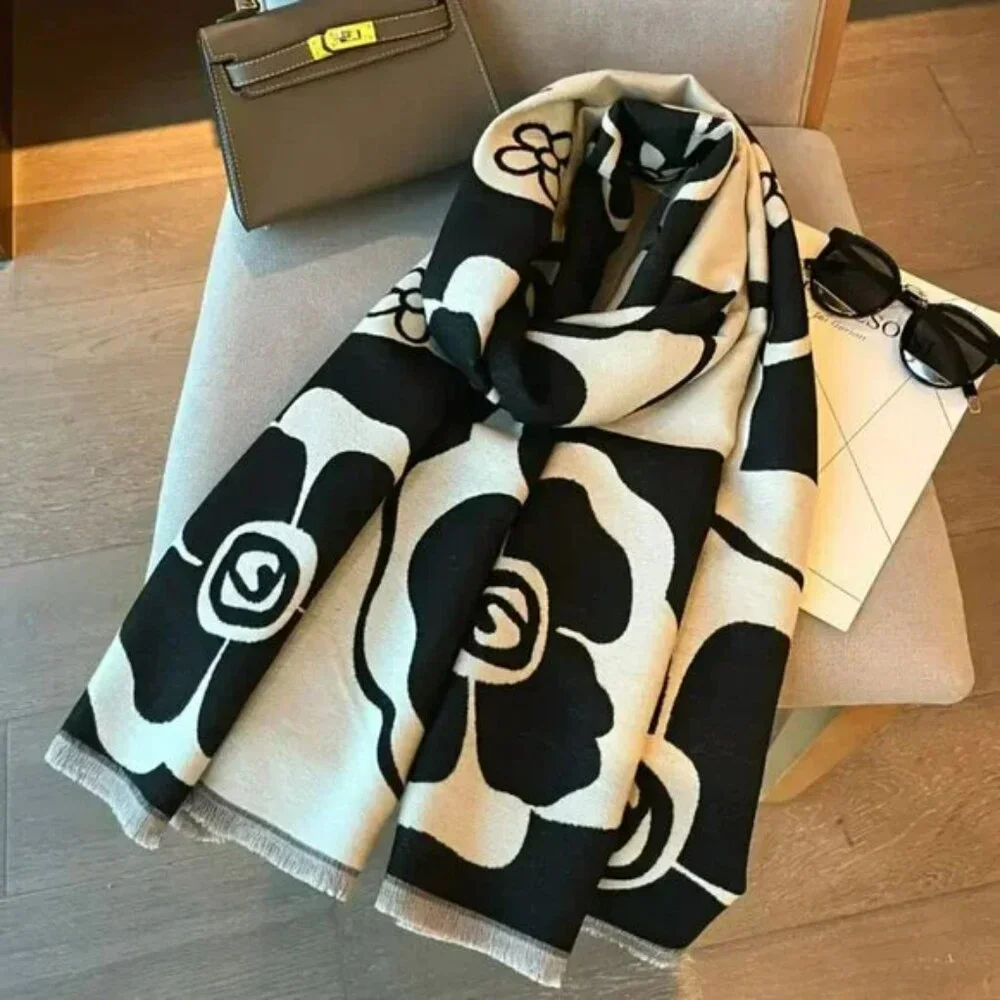 NEW! ELEGANT Camellia FLOWER WRAP SHAWL SCARF